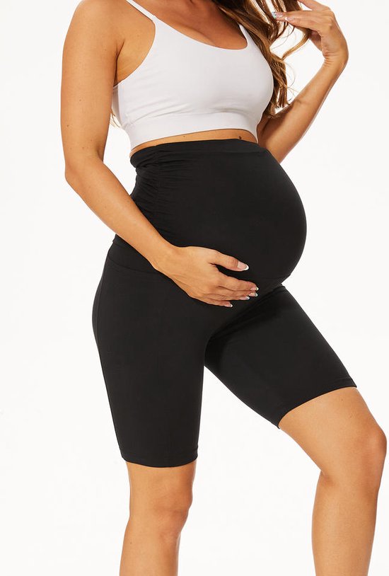 Wow Peach - Zwangerschaps Panty Short - Maternity Support Short - Yoga - Stretch - Soepel - Zwart - Large van Wow Peach