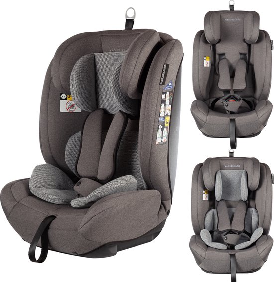 X Adventure Autostoel Premium Groep 1/2/3 9-36 kg (76 tot 150 cm) - Vanaf 15 maanden tot 12 jaar - Gordel - i-Size - Meegroei Autostoel - Grijs van X Adventure