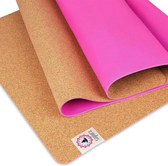 XXL yogamat, antislip, kurk en natuurlijk rubber, 190 cm, extra lang, draagriem en schoudertas, duurzaam van Avoalre