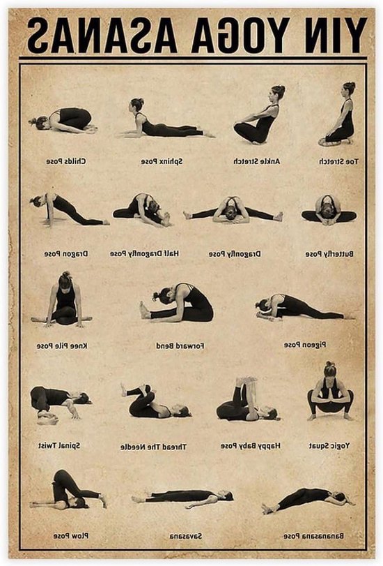 Yin Yoga Asanas Poster - Sport Decoratie - Slaapkamer Decoratie - Waterproof Canvas Print - 30x45cm - Niet gespecificeerd
