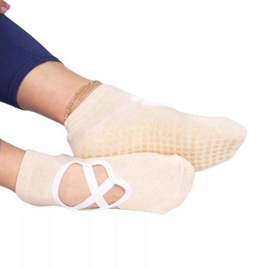YO! CLUB Yogakousen Antislip Katoen Beige Maat 36-41