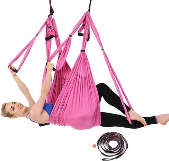 Yoga Aerial swing hangmat met 3 sets handgrepen HEAVY DUTY BETON BEVESTIGING INCLUSIEF gewicht tot 300kg van Merkloos