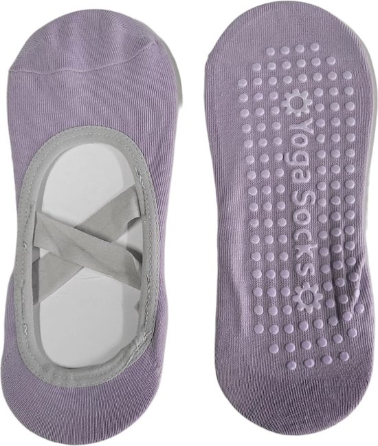 Yoga Anti-slip Sokken Paars - Dames - Ballet - Dans - Gym - Fitness - Pilates - Katoen van ToeSox