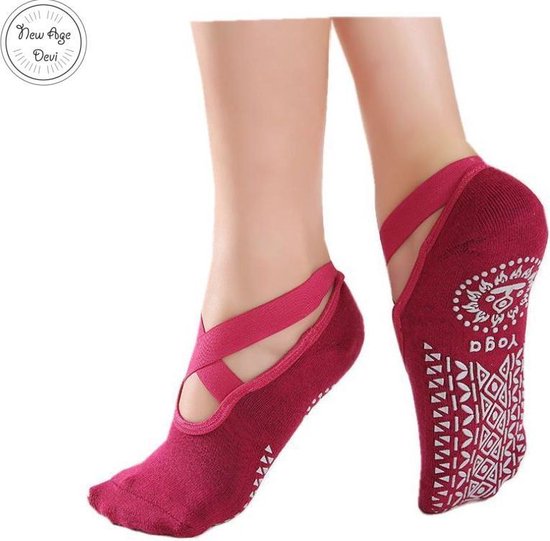 Yoga Anti-slip Sokken Rood - Dames - Ballet - Dans - Gym - Fitness - Pilates - Katoen van ToeSox