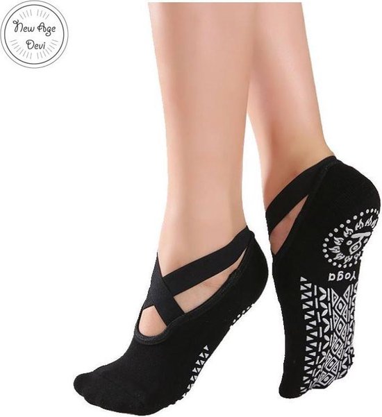 Yoga Anti-slip Sokken Zwart - Dames - Ballet - Dans - Gym - Fitness - Pilates - Katoen van Merkloos