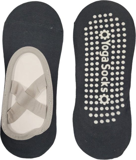 Yoga Anti-slip Sokken Zwart/grijs - Dames - Ballet - Dans - Gym - Fitness - Pilates - Katoen van Joy in me
