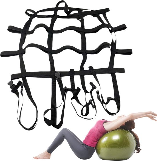 Yoga Bal Riem - Trainingsband Bal - Ondersteunende Training - Verstelbare Gespen - 55-75 cm Ballen - Zwart