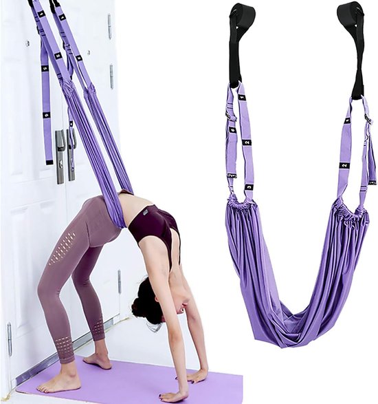 Yoga beenstrekker - Verstelbare Yoga Strap - Elastische band- Omgekeerde stretch - Yogariem - Stretchband - Oefenband - Verbeter flexibiliteit - Voor Yoga, Ballet, Pilates, Gymnastiek, Flexibiliteit, Training - Paars