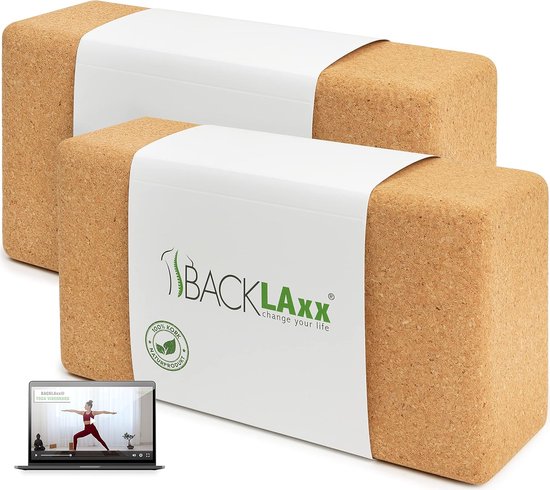 Yoga Block Cork - 100% Natural Yoga Block Sustainable - Yoga Block Skin-Friendly and Ecologically Made with Application Videos - Yoga Blocks Joga Block van Urhause