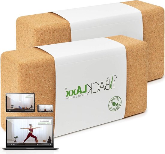 Yoga Block van kurk - 100% natuurlijk en duurzaam - huidvriendelijk - ecologisch geproduceerd - incl. toepassingsvideo's van Bodymate