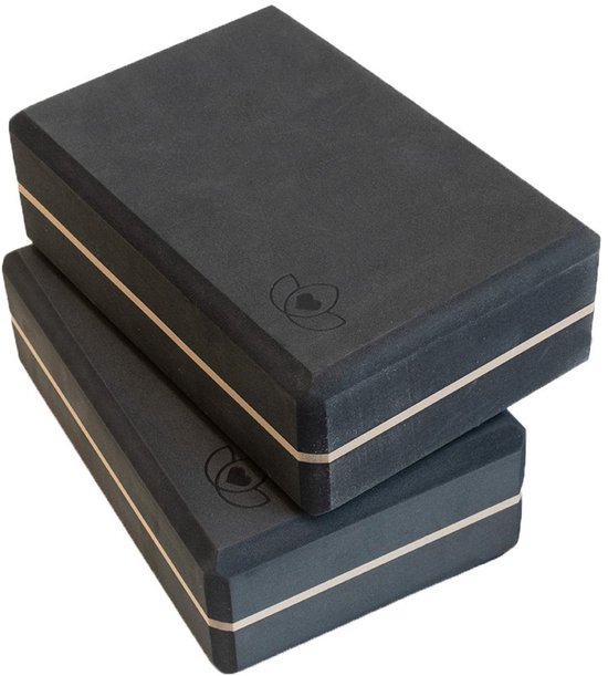 Yoga blok high density zwart - Lotus - 2 stuks van Merkloos