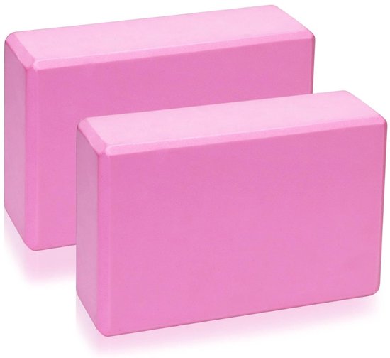 Yoga Blok Set van 2 Roze Pilatesblok van Schuim - Yogablokken Antislip Ondersteuning voor Yoga Pilates en Stretch - Pilatesblok Lichtgewicht Yoga Blokken voor Balans en Stabiliteit