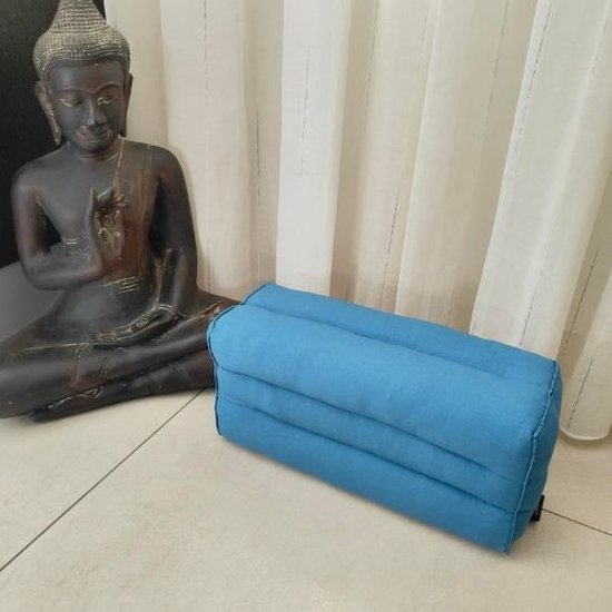 Yoga blok - Traditionele Thaise Kapok Yoga Ondersteuning Blok Kussen - Meditatie Kussen rechthoek - 35x15x10cm - effen blauw van Bo-Camp