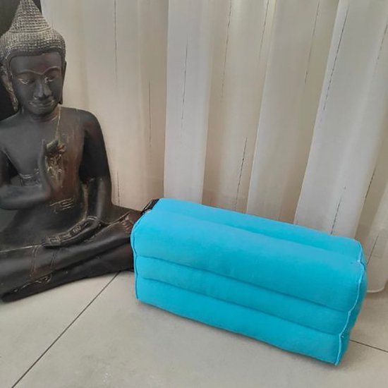 Yoga blok - Traditionele Thaise Kapok Yoga Ondersteuning Blok Kussen - Meditatie Kussen rechthoek - 35x15x10cm - Turquoise van BonBela