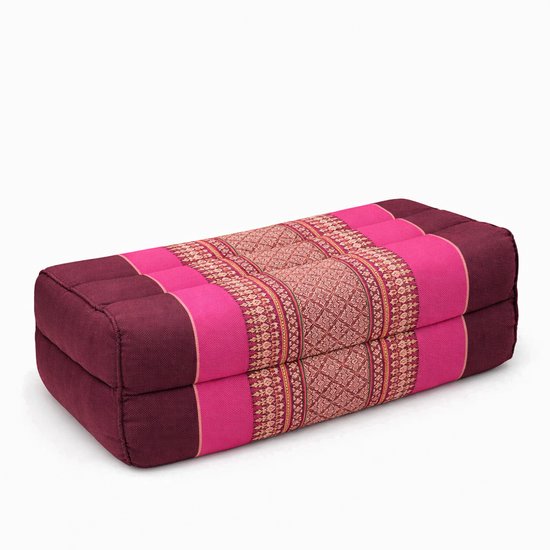 Yoga blok - Yoga blok kussen - hard & stevig kapok - roze - rechthoekig meditatiekussen - ondersteuning voor rug, nek & knieën - Thais kussen