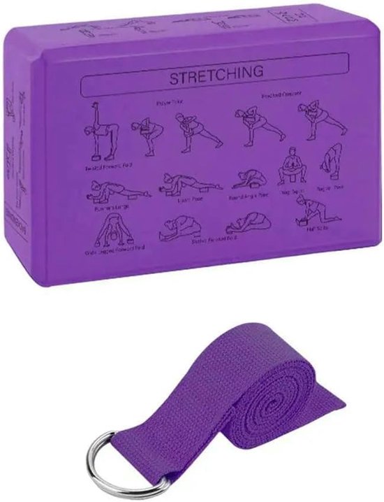 Yoga Blokken - Fitness Hulpmiddelen - Oefening en Stretching - Hoge Dichtheid Schuim - 23x15x7.5cm - Paars