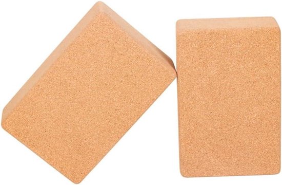 Yoga Blokken - Fitness Steunen - Balans Verbeteren - Natuurlijk Kurk Materiaal - 23x15x7.5cm - Houtkleur