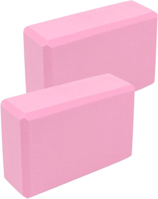 Yoga Blokken Set - Pilates Kussen - Oefeningen Verbeteren - Hoge Dichtheid Schuim - 23x15x7.5 cm - Roze