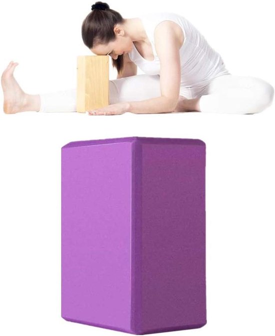 Yoga Blokken Set - Pilates Ondersteuning - Houding Verbeteren - High-Density Foam - 23x15x10 Cm - Donkerpaars