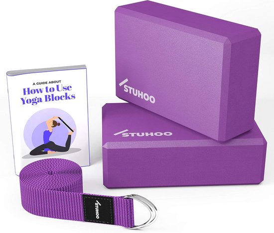 Yoga Blokken Set van 2 en Yoga Strap - Duurzame Blokken voor Versterking en Stabiliteit in Yoga en Pilates