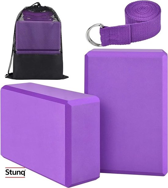Yoga Blokken Set van 2 - EVA Schuim Blokken met Riem en Opbergtas van Merkloos