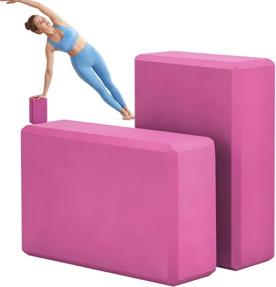 Yoga Blokken Set van 2 - Yogablok EVA - Hoge Dichtheid Schuim - Antislip Oppervlak - Afgeronde Randen - Lichtgewicht en Stevig - Voor Yoga, Stretching, Pilates en Fitness, Beginners en Gevorderden