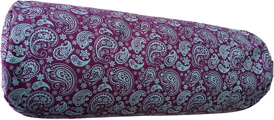 Yoga-Bolster 60 cm - Cilindervormig Ontwerp met Biologische Boekweitvulling, Afneembare Katoenen Hoes, Handige Draagriem voor Yoga en Pilates