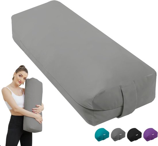 Yoga Bolster Kussen - Meditatiekussen Yogakussen - Restorative Yoga - Zachte Fluwelen Cover - 68.58 x 25.4 x 12.7 cm