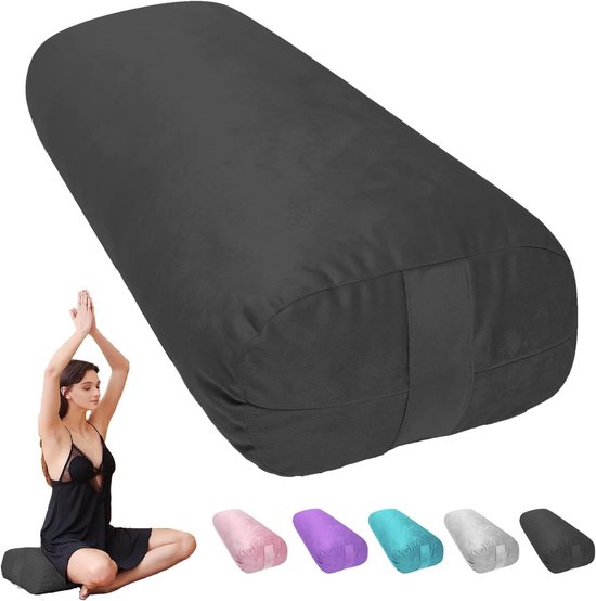 Yoga Bolster Kussen - Meditatiekussen Yogakussen - Rustgevende Yoga Oefenen - Rechthoekige Vorm - 33 cm - Zwart