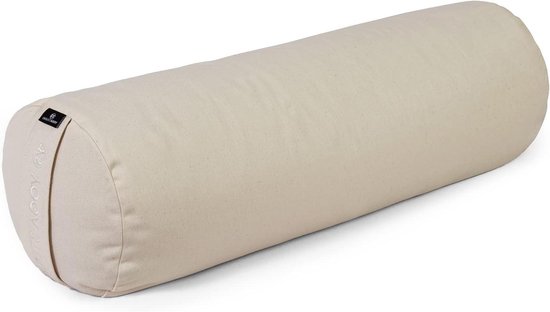 Yoga Bolster - Meditatie Kussen - Herstellende Yoga - Biologische Vulling - 24x62 cm - Ecru