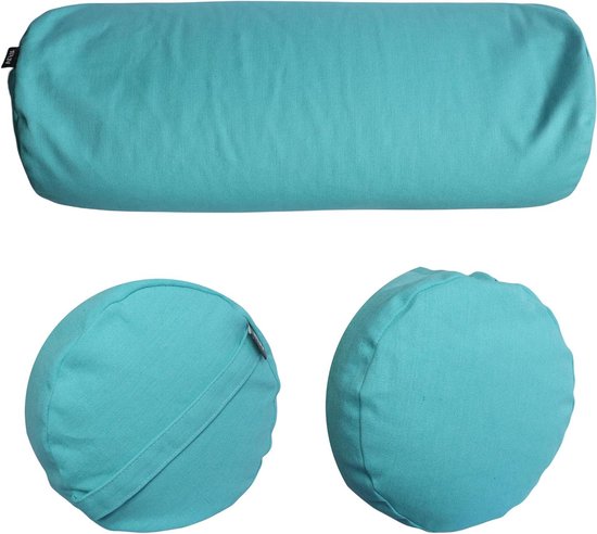Yoga Bolster - Meditatie Kussen - Ontspanning Oefenen - Milieuvriendelijke Vulling - 61 x 23 cm - Turquoise