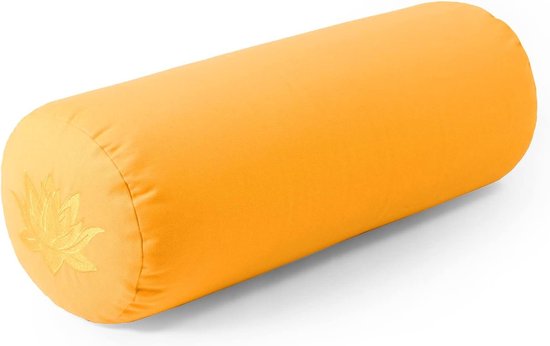 Yoga Bolster - Meditatiekussen Nekrol - Ontspanning Oefeningen - Biologische Boekweitvulling - 61 x 23 cm - Geel