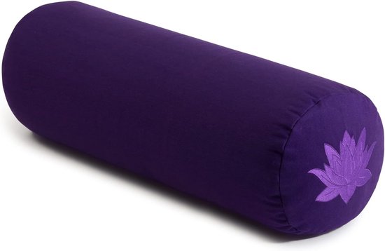 Yoga Bolster - Meditatiekussen Rol - Ontspanning Bevorderen - Biologische Boekweitvulling - 23 x 61 cm - Paars