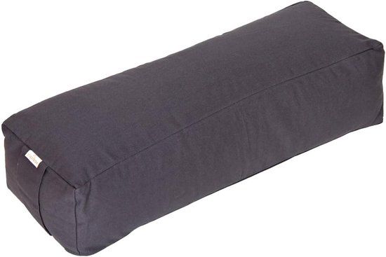 Yoga Bolster Rechthoek - Yogakussen Steun - Restoratieve Yoga - Wasbare Katoenen Hoes - 60x20x14 cm - Grijs