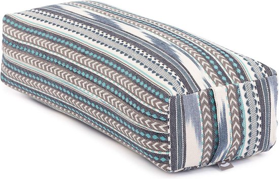 Yoga Bolster Rechthoekig met Speltvulling en Ikat-Print, Afneembare en Wasbare Katoenen Cover voor Yin Yoga, Prenatale en Restorative Yoga