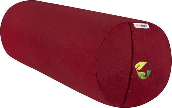 Yoga Bolster Rond - Ecoyogi – 60 x 20 cm – 3,9 kg - Bordeaux – Eco katoen - GOTS gecertificeerd - Yoga rol van Ecoyogi
