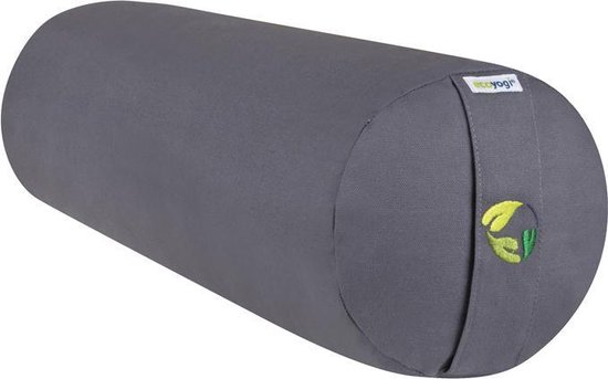 Yoga Bolster Rond - Ecoyogi – 60 x 20 cm – 3,9 kg - Grijs – Eco katoen - GOTS gecertificeerd - Yoga rol van Ecoyogi