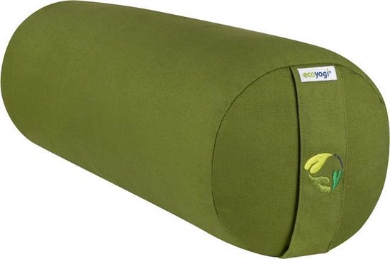 Yoga Bolster Rond - Ecoyogi – 60 x 20 cm – 3,9 kg - Groen – Eco katoen - GOTS gecertificeerd - Yoga rol van Ecoyogi
