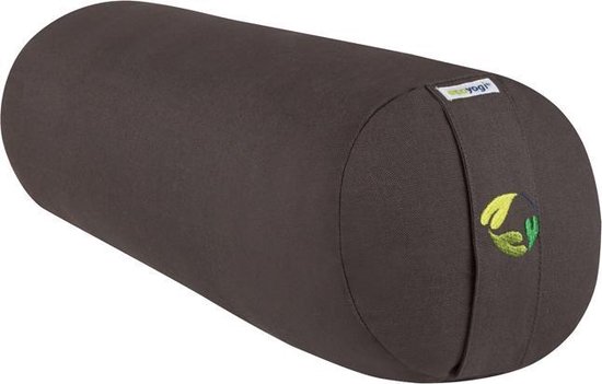 Yoga Bolster Rond - Ecoyogi – 60 x 20 cm – 3,9 kg - Lava Antraciet – Eco katoen - GOTS gecertificeerd - Yoga rol van Ecoyogi