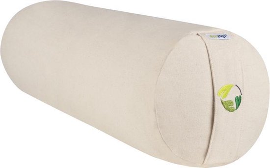 Yoga Bolster Rond - Ecoyogi – 60 x 20 cm – 3,9 kg - Natuur – Eco katoen - GOTS gecertificeerd - Yoga rol van Ecoyogi