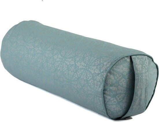 Yoga Bolster Rond - Yogakussen Steunrol - Ondersteuning Yoga - Afneembare Katoenen Hoes - Ø 23 cm - Raja/Mineral Blue