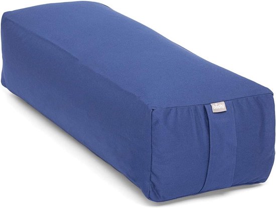 Yoga Bolster Vierkant - Yogakussen Groot - Restorative Yoga - Biologisch Katoen - 63.5 x 26.5 cm - Donkerblauw