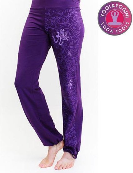 Yoga broek - Maori - Biologisch Katoen - Aubergine - Maat S/M van Merkloos