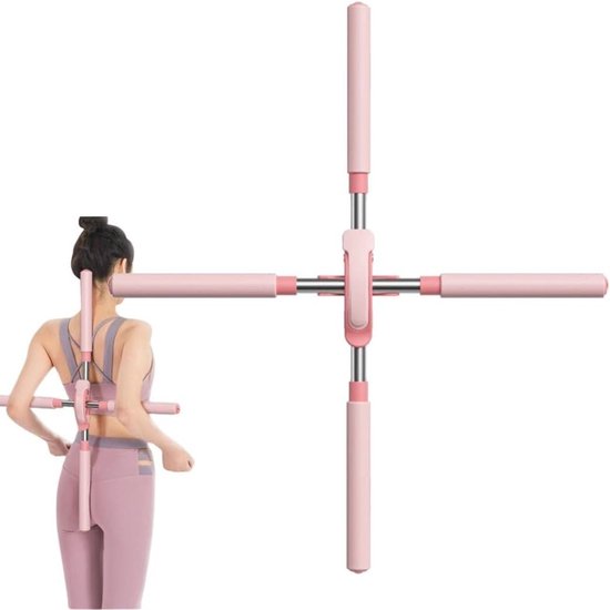 Yoga Corrector voor Houding met Uittrekbare Sticks - Stretching Tool voor Rugcorrectie en Verbetering van Houding (Roze)
