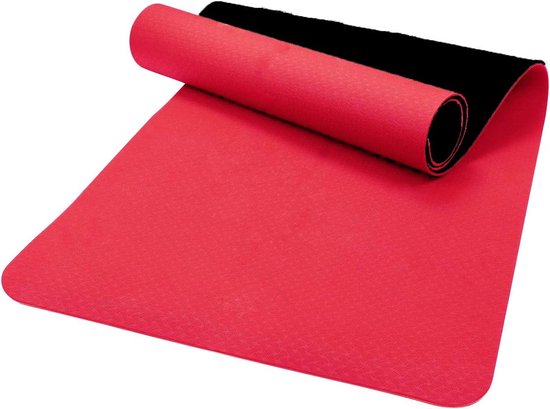 yoga- en fitnessmat, thermoplastische elastomeer, antislip, milieuvriendelijk, hypoallergeen en huidvriendelijk, SGS-gecontroleerd, ideaal voor yoga, pilates en fitness, met tas en draagband, 183 x 61 x 0,8 cm van Merkloos
