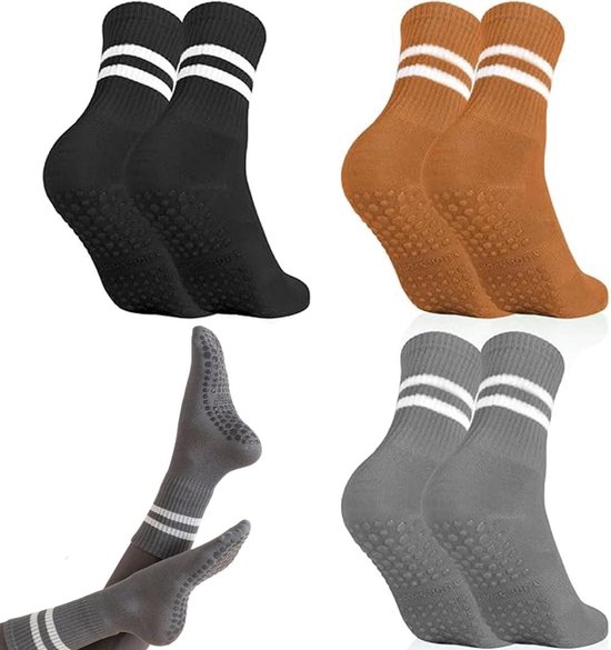 Yoga- en pilatessokken, set van 3 paar, comfortabel en geschikt voor yoga, pilates, dans en fitness.