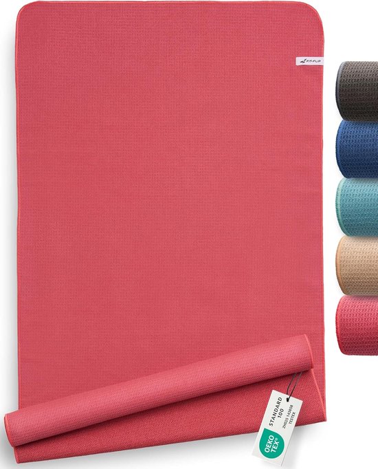 Yoga Handdoek - Antislip Mat - Hygiënisch Sporten - Lichtgewicht Sneldrogend - 185 x 63 cm - Raspberry
