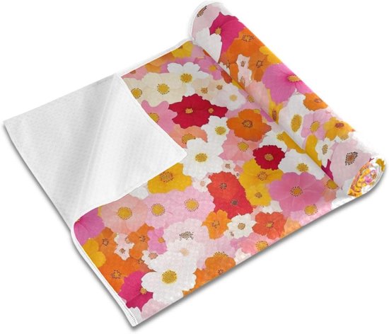 Yoga Handdoek - Mat Bedekking - Hot Yoga - Antislip Grips - 73 x 27 inch - Bloemen Perzikbloesem