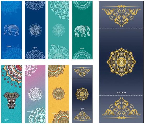 Yoga handdoek - Mat handdoek - Hygiënisch sporten - Antislip textuur - Extra groot formaat - Grijs mandala