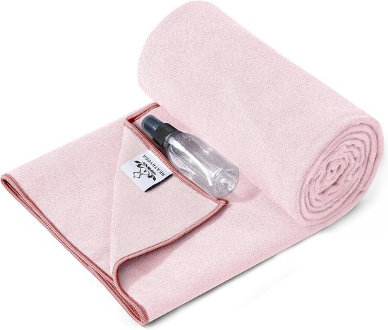 Yoga Handdoek - Mat Handdoek - Hygiënisch Sporten - Siliconen Grip - 183x66 cm - Roze
